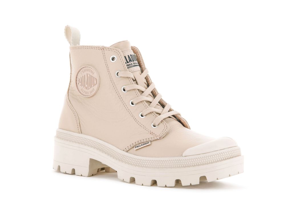 Palladium Pallabase Leather Stivali Donna Beige | SZYXL-2510