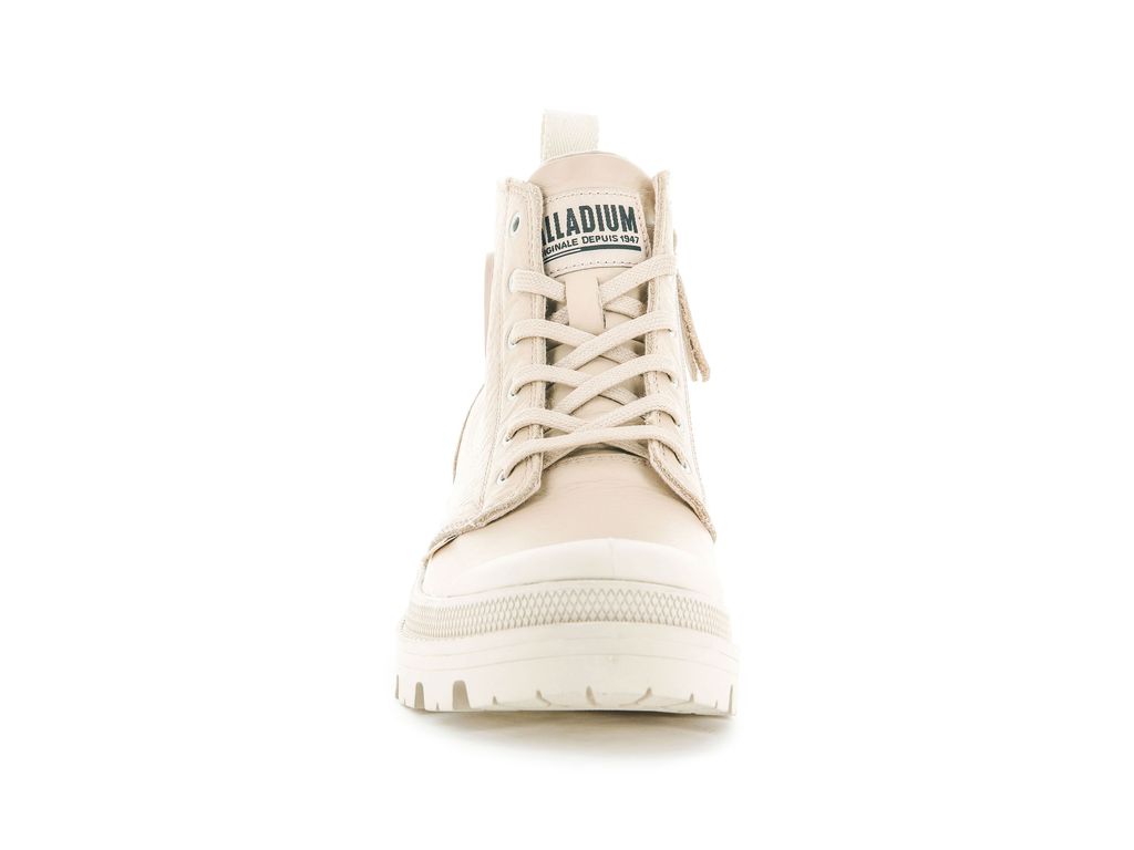 Palladium Pallabase Leather Stivali Donna Beige | SZYXL-2510