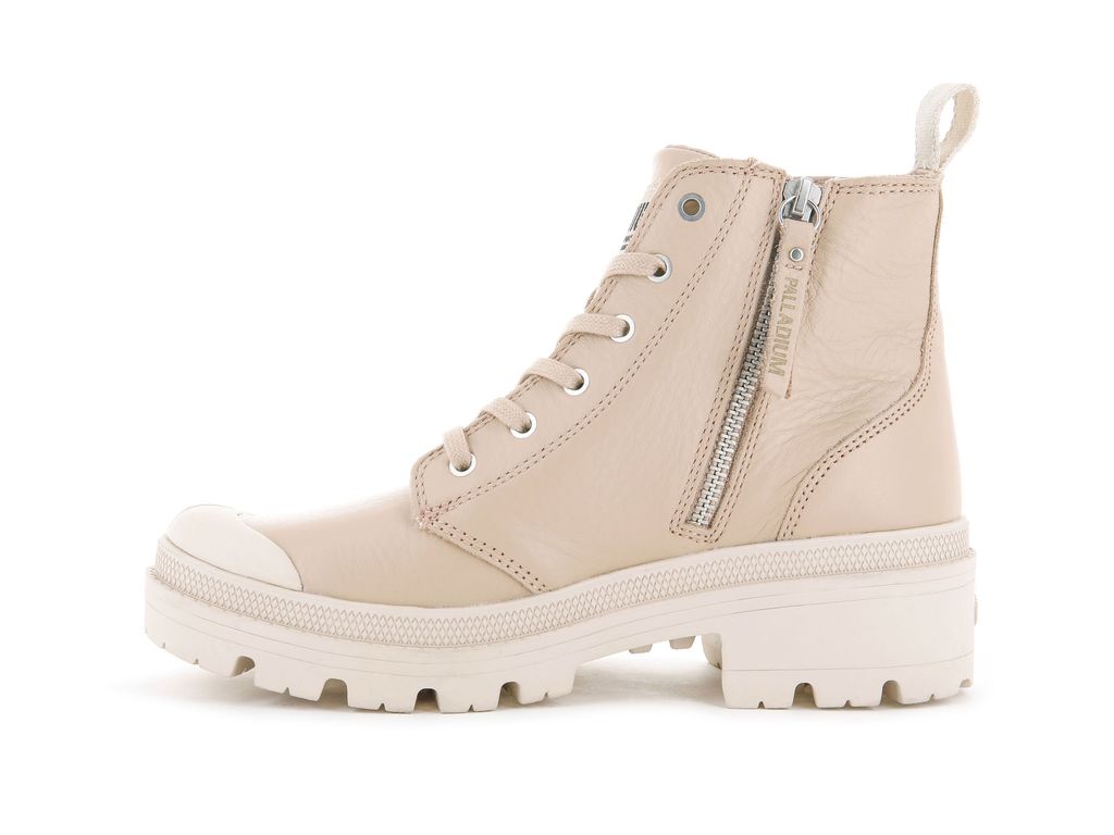 Palladium Pallabase Leather Stivali Donna Beige | SZYXL-2510