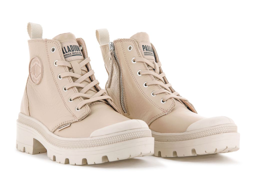 Palladium Pallabase Leather Stivali Donna Beige | SZYXL-2510