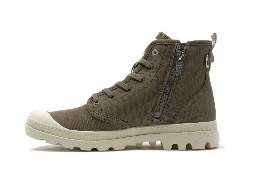 Palladium Pampa Hi Zip Organic Stivali Donna Verdi | KUESG-7462