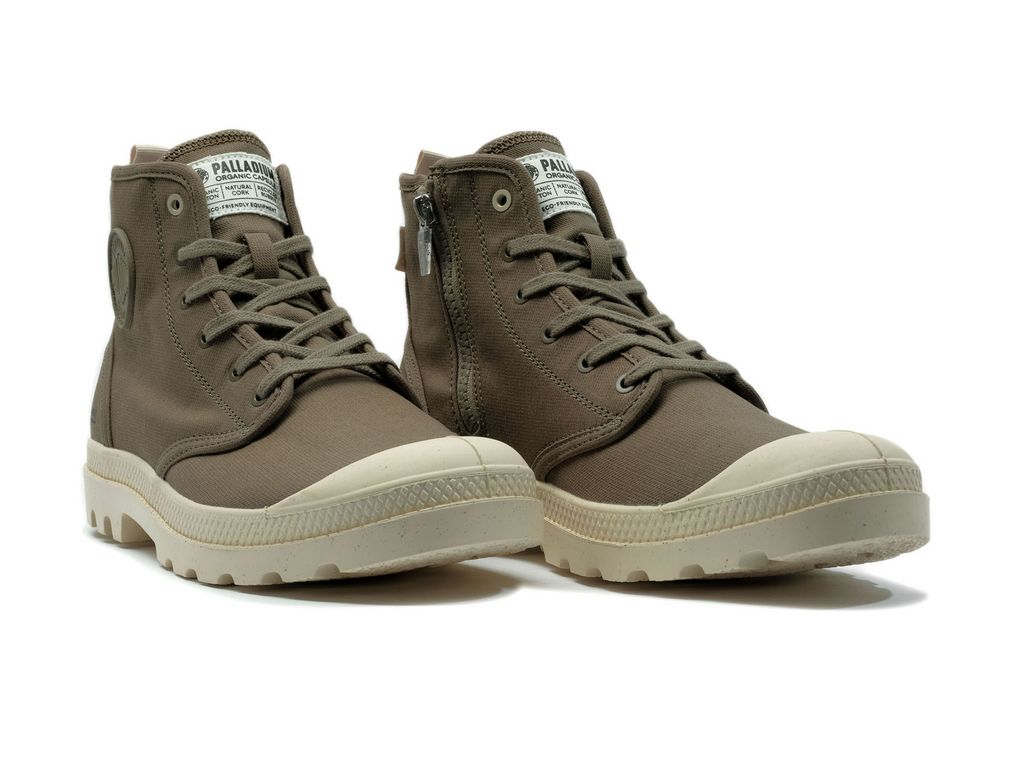 Palladium Pampa Hi Zip Organic Stivali Donna Verdi | KUESG-7462